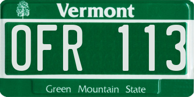 VT license plate OFR113
