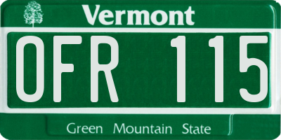 VT license plate OFR115