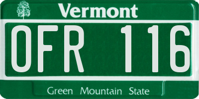 VT license plate OFR116