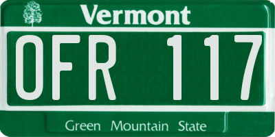 VT license plate OFR117