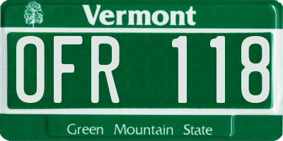 VT license plate OFR118