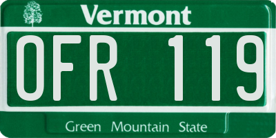 VT license plate OFR119