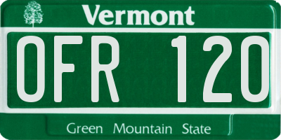 VT license plate OFR120