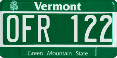 VT license plate OFR122