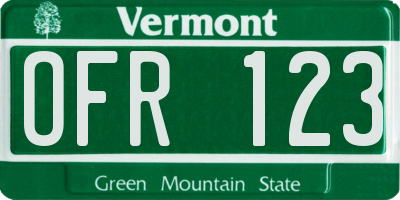VT license plate OFR123