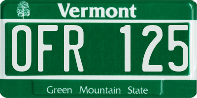 VT license plate OFR125