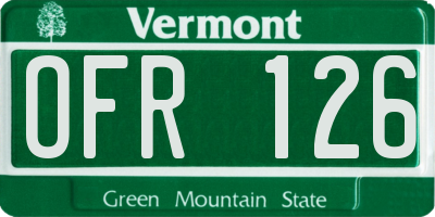 VT license plate OFR126