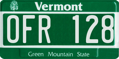 VT license plate OFR128