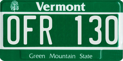 VT license plate OFR130