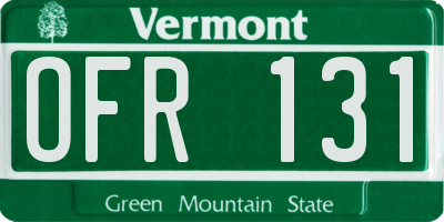 VT license plate OFR131
