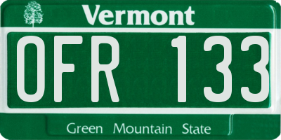 VT license plate OFR133