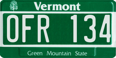 VT license plate OFR134