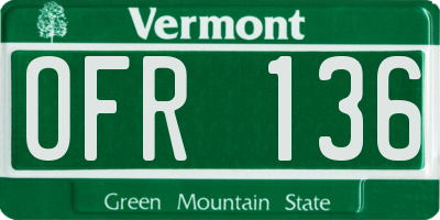 VT license plate OFR136
