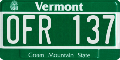 VT license plate OFR137
