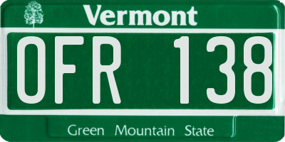 VT license plate OFR138