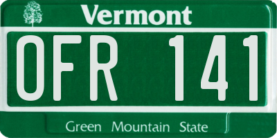 VT license plate OFR141