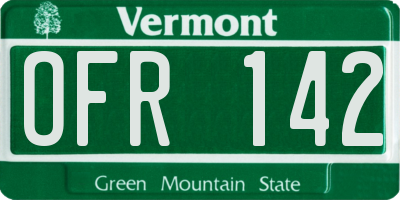 VT license plate OFR142