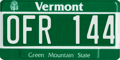 VT license plate OFR144