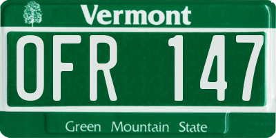 VT license plate OFR147