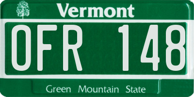 VT license plate OFR148