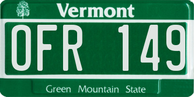 VT license plate OFR149