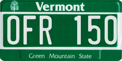 VT license plate OFR150