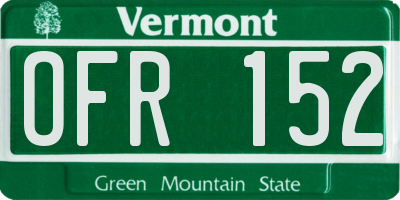 VT license plate OFR152
