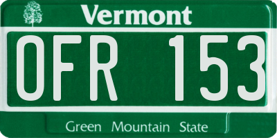 VT license plate OFR153
