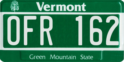 VT license plate OFR162