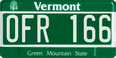 VT license plate OFR166