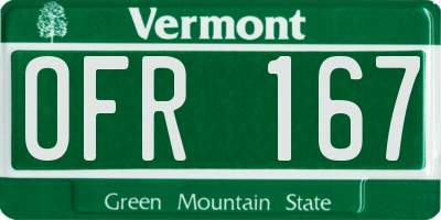 VT license plate OFR167