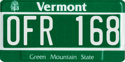 VT license plate OFR168