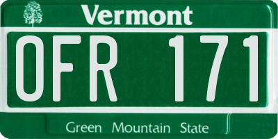 VT license plate OFR171