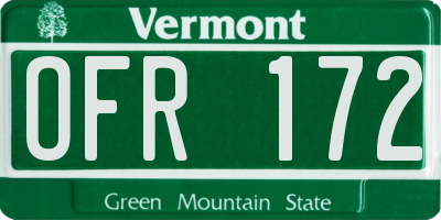 VT license plate OFR172