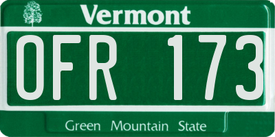 VT license plate OFR173