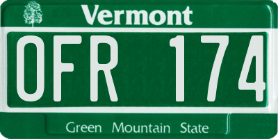 VT license plate OFR174