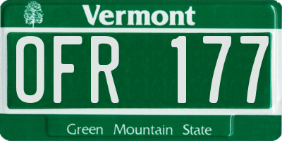 VT license plate OFR177
