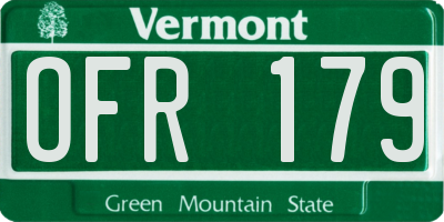 VT license plate OFR179