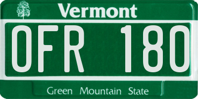 VT license plate OFR180