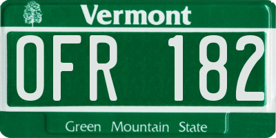 VT license plate OFR182