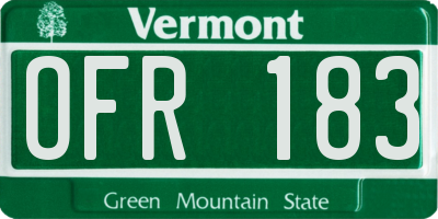 VT license plate OFR183