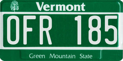 VT license plate OFR185