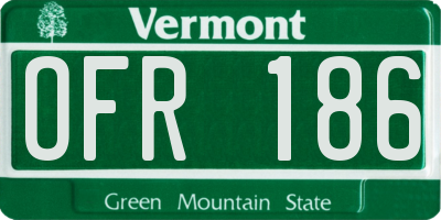 VT license plate OFR186