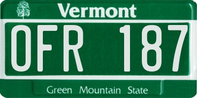 VT license plate OFR187
