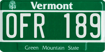 VT license plate OFR189