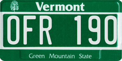 VT license plate OFR190
