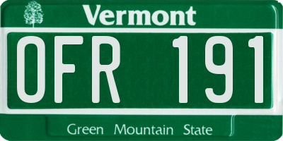 VT license plate OFR191