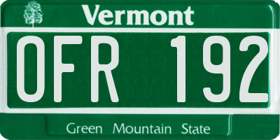 VT license plate OFR192