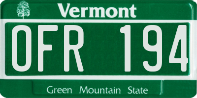 VT license plate OFR194