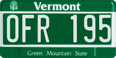 VT license plate OFR195